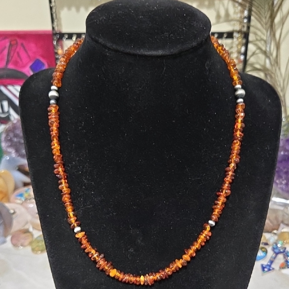 Native Made Baltic Amber And Navajo Pearl NWT